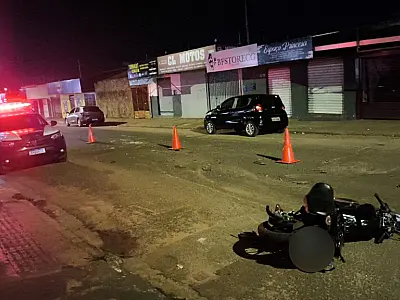 Motociclista é atropelado após cair em acidente com carro e veículo foge em Campo Grande