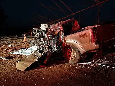 Motorista morre após colisão entre Hilux e bitrem canavieiro na MS-141