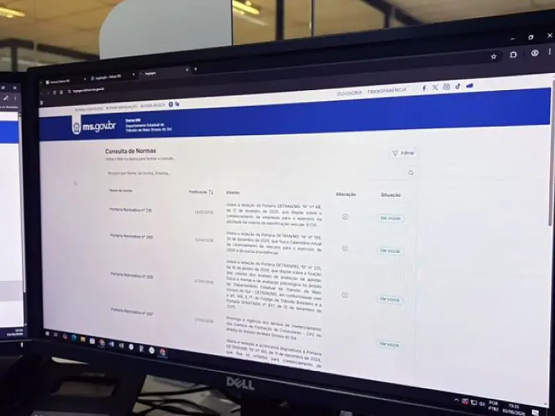 Novo sistema do Detran-MS facilita consulta à legislação e portarias do órgão