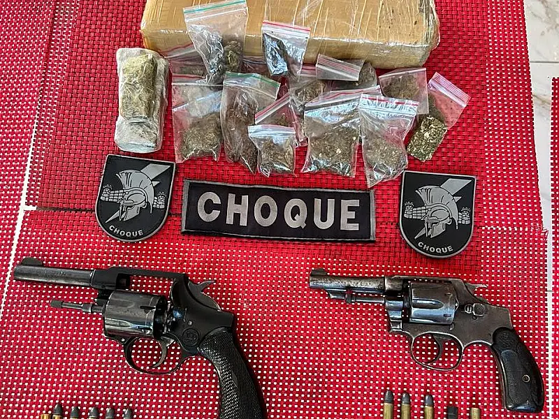Choque apreende armas e drogas em imóvel usado por suspeitos após confronto em Rio Verde