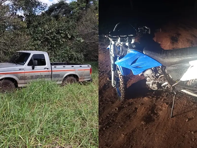 Fim da fuga: polícia recupera caminhonete e moto furtadas durante festa em igreja