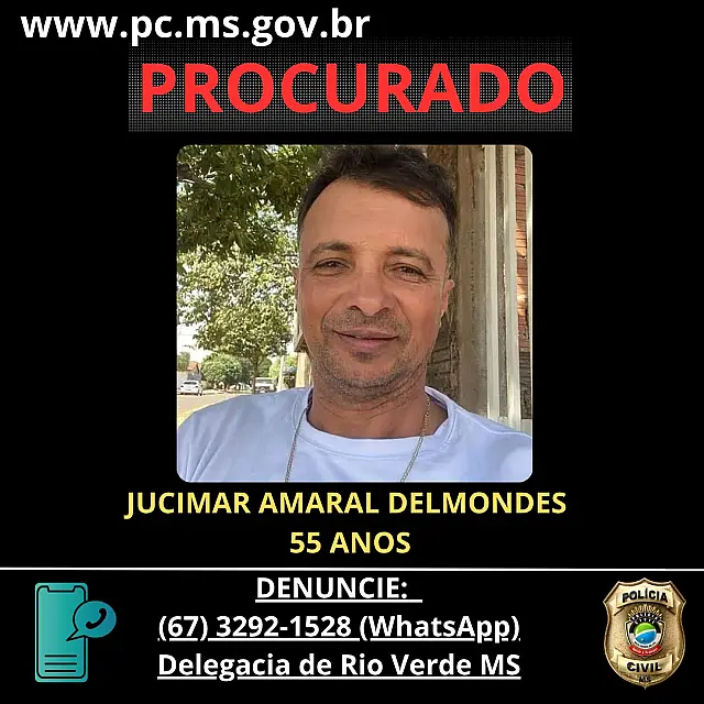 Polícia divulga foto do autor de feminicídio e pede ajuda para localizá-lo em MS