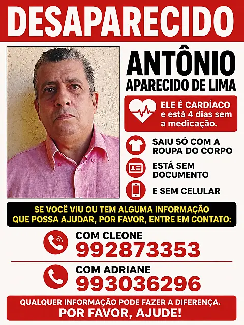 Família procura por homem de 67 anos desaparecido na região norte de Campo Grande