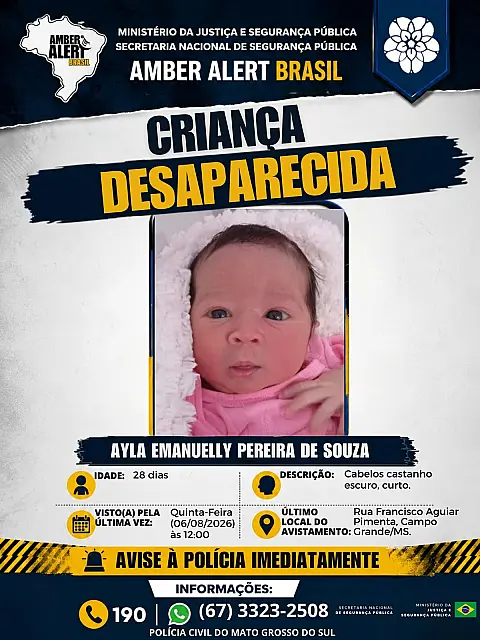 URGENTE: Ministério da Justiça entra em cena e tenta localizar recém-nascida Ayla