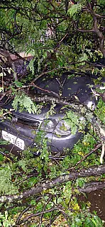 Professor pede ajuda após carro ser destruído por temporal em Campo Grande