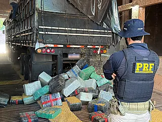 PRF encontra mais de 5 toneladas de drogas em carga de milho na BR-376, em MS