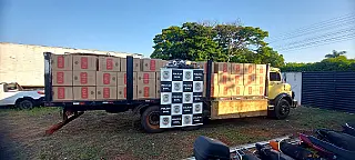 Caminhão com 160 mil maços de cigarros contrabandeados é apreendido em Eldorado