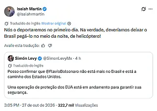 Adversário de Trump reage a chegada de Flávio aos EUA: 'deportaremos no 1° dia'