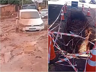 Motoristas cobram Prefeitura e Águas Guariroba por buracos e valas abertas há semanas