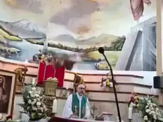 Padre morre após ser atingido por cruz durante missa transmitida ao vivo no Equador